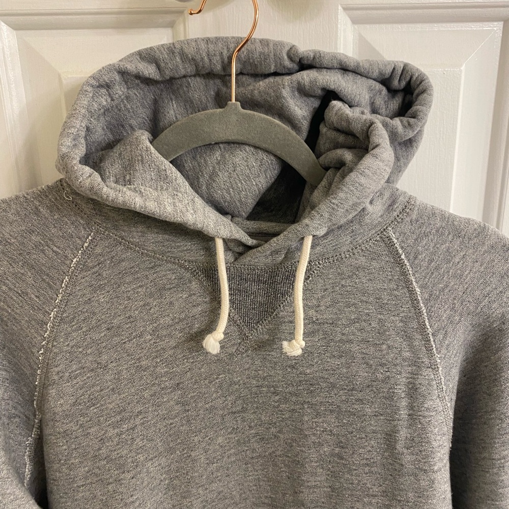 J.CREW VINTAGE FLEECE HOODED SWEATSHIRT SZ MEDIUM SOFT GRAY HOODIE THICK & WARM - Picture 5 of 15